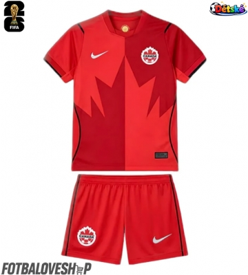 Kanada Dětské Domácí Dres MS 2026 Krátký Rukáv (+ trenýrky)